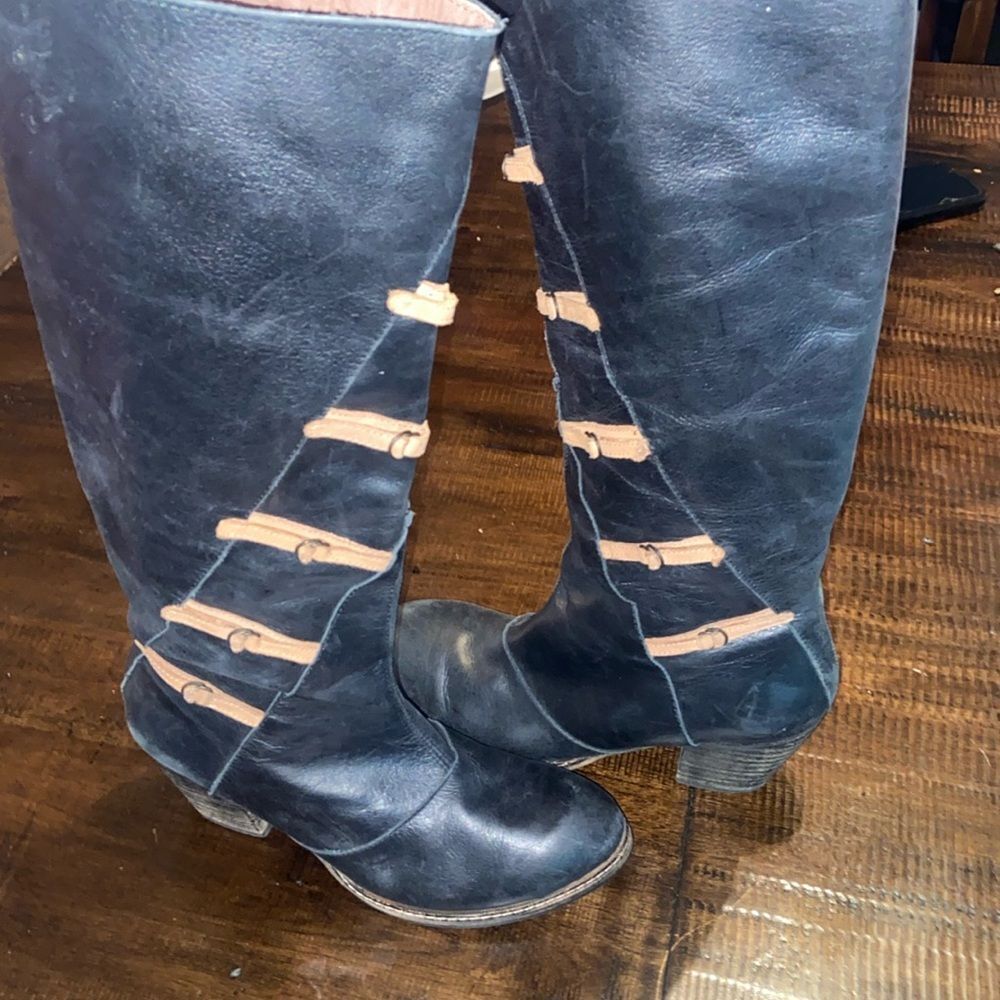 Anthropologie Holding Horses Laced Top Tall Riding Black Boots Made Spain~37/6.5